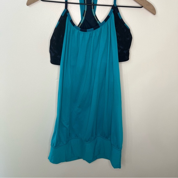 Lululemon No Limits Tank Size Six Teal Navy Activewear Training Built In Bra - Picture 5 of 10